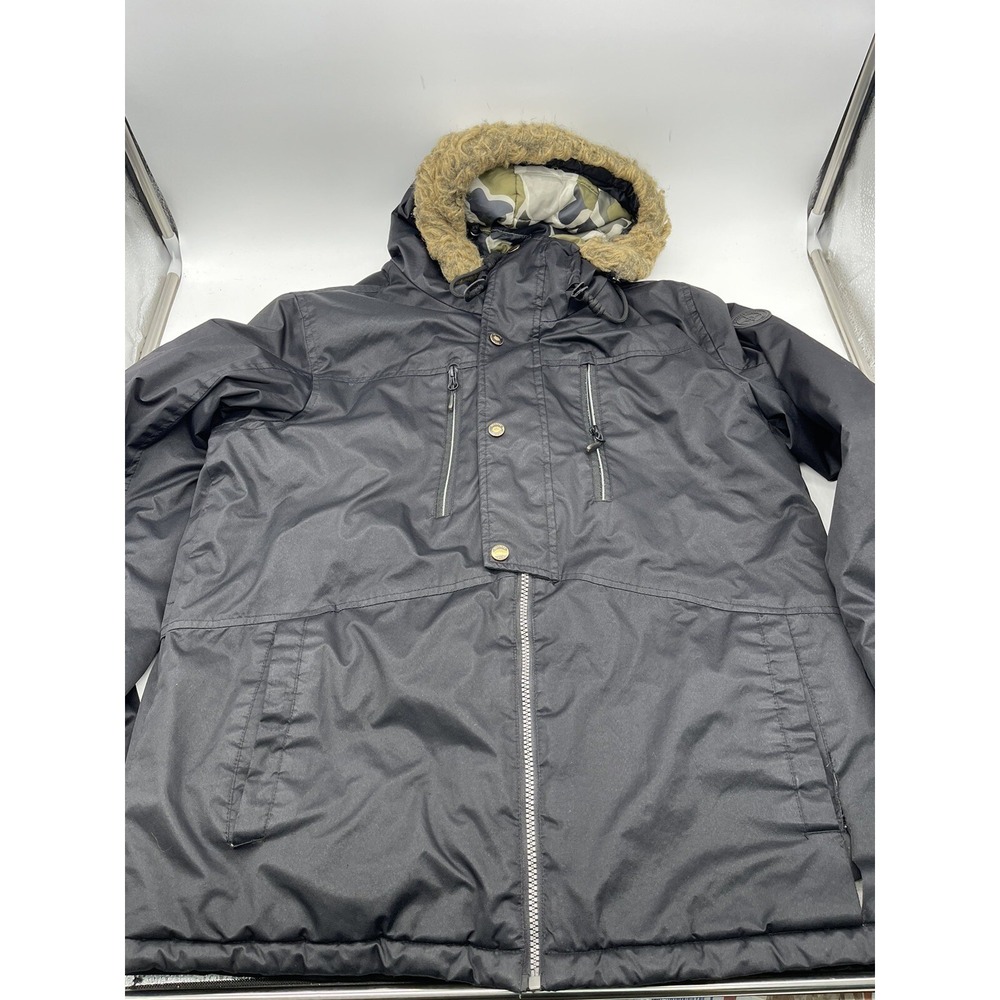 Woman's M Black Members Only Camp Lining Faux Fur Hood Trim